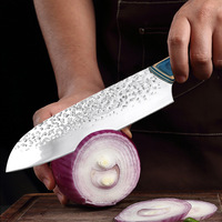 Ensemble de couteaux de cuisine personnalisés avec manche en bois coloré Couteau de chef tout usage Couteau à découper en os Outil de boucher-Acier inoxydable