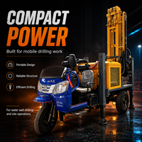 Foreuse mobile diesel 300m sur tricycle pour puits d'eau, machine portable pour forage de puits profonds et eaux souterraines