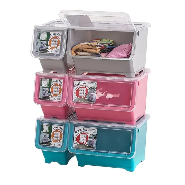 Elianware Platzsparende stapelbare beste Kunststoff-Aufbewahrung boxen Behälter mit Rädern Roller Household Multifunktion ale Organisation sbox