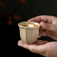 Ensemble de 6 tasses à café et à thé en céramique de style arabe moderne et simple, motif tulipe en relief multicolore, 100 ml, Moyen-Orient