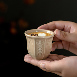 Set di Sei Tazze da Caffè e Tè in Ceramica <span class=keywords><strong>Stile</strong></span> Arabo Moderno e Semplice, 100ml, Multicolore con Rilievo a Tulipano, Design Mediorientale - Product Image 2