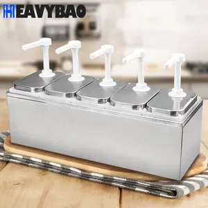 Heavybao Hotel Restaurant Stainless Steel Catering Ketchup Condiment Box Plastic Sauce Dispenser Pump For Easy Squeezing