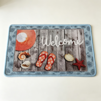 Tapis de bain en polyester à imprimé côtier personnalisé, motif coquillages et étoiles de mer, antidérapant, absorbant, résistant à l'huile, séchage rapide, pour intérieur
