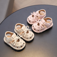 Sandales unisexes pour bébé, style princesse, à bout fermé, printemps-été, 0-1 an, fermeture à boucle, respirantes, antidérapantes, semelles souples