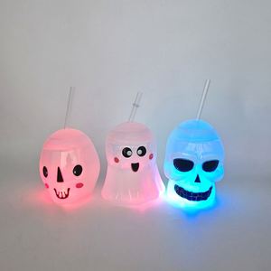 Halloween Plastic <b>Cups</b> Supplies LED Flashing Ghost <b>Cup</b> with Straw - Product Image 2
