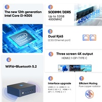 Mini PC de Bolsillo NUC de 12.ª Generación, I3 N305 N200 N100, DDR5, NVME, LAN Dual de 2.5G, PCIE3.0x4, 2xi226-V, Router Firewall, PC de Oficina, WiFi6