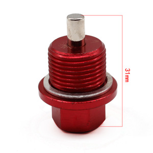 Auso-Racing Magnetic Oil Drain <b>Plug</b> <b>Universal</b> Aluminum Red Silver With Gasket For Car Modification - Product Image 4