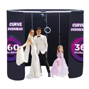 Party Supplies Overhead 360 Photo Booth Enclosure White Transparent Glass Head Turn 360 Photo Booth With Software For Part