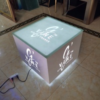 Table de salon LED lumineuse blanche et noire pour club, maison, mariage, boîte de nuit, hôtel, KTV, en verre, métal, acier, tables de bar