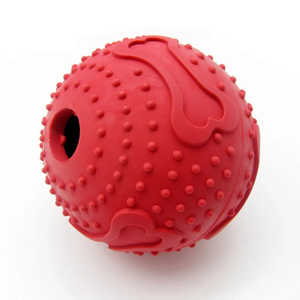 Kırmızı dayanıklı köpek çiğneme oyuncakları Pet eğitim oyun topu sızdıran besleyici kauçuk köpek topu - Product Image 3
