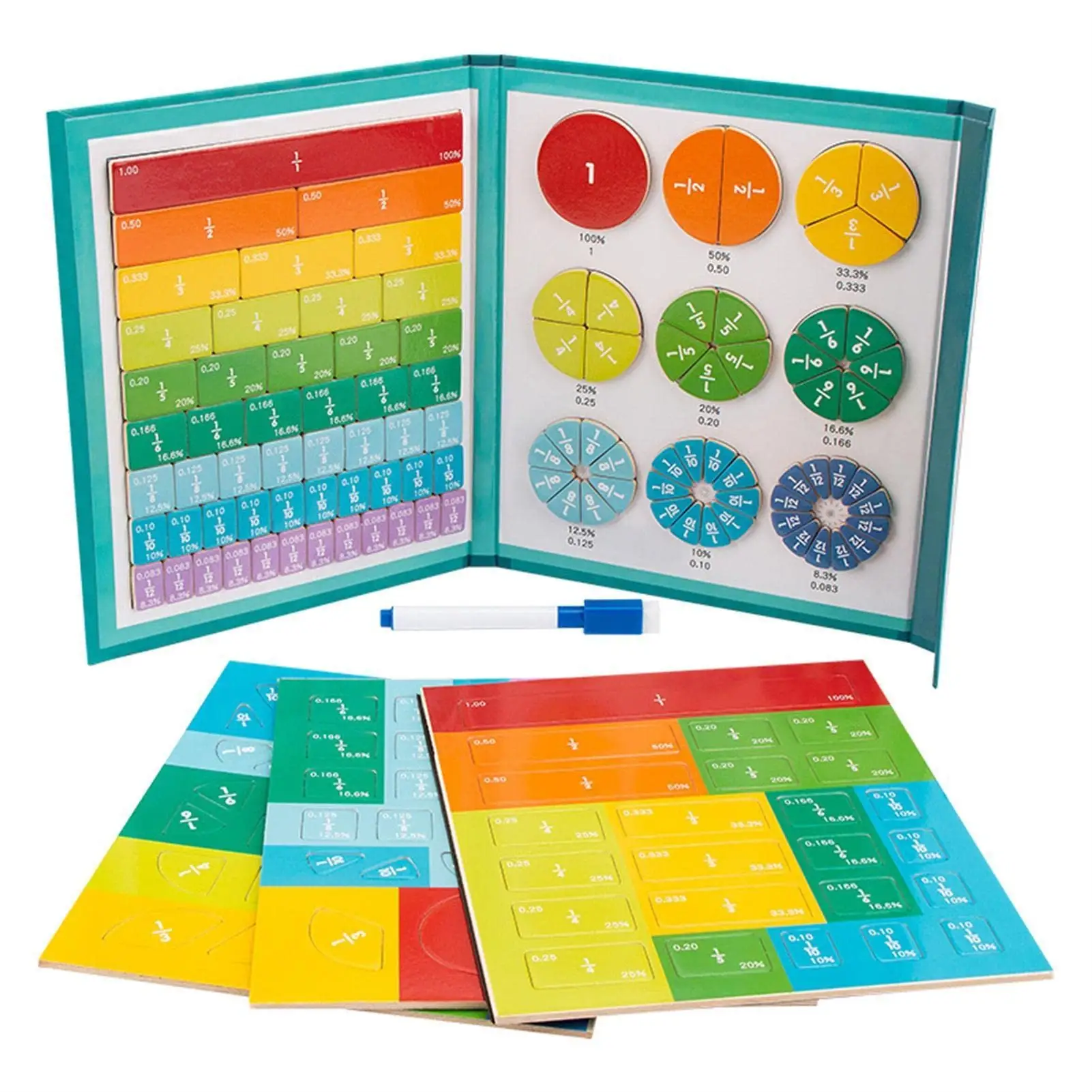 2024 bambini piccoli giocattoli Montessori in legno per bambini frazione magnetica tessere cerchi Puzzle educativi per imparare la matematica insegnare strumento giocattolo