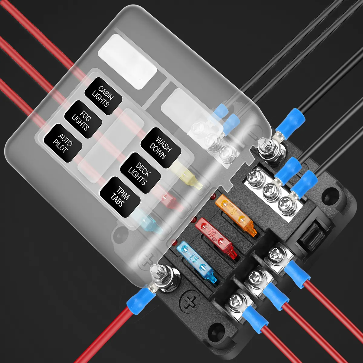 New Promotion Universal Screw Type 6 Way Relay Car Auto Parts Fuse Box Holder