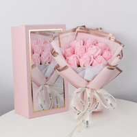 10pcs Bouquet de roses artificielles en savon, boîte cadeau décorative pour petite amie, remise de diplôme et Noël