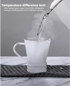 Tazza Minimalista in Vetro Borosilicato a Doppia Parete con Manico Resistente al Calore 250ml Soffiata a Mano per Birra/Latte/Tè/<span class=keywords><strong>Acqua</strong></span> - Product Image 6