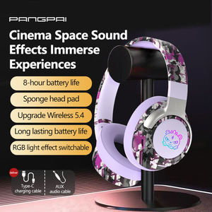 Casque d'écoute sans fil BT 5.4 léger avec motif camouflage graffiti, son surround 3D pour jeux, musique, adolescents - Product Image 4