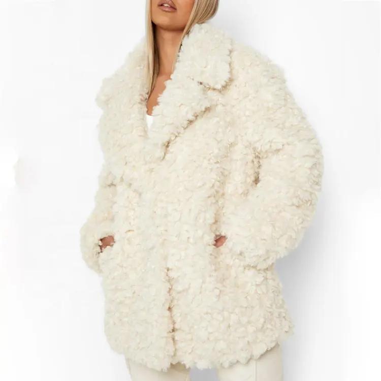 Ropa de invierno para mujer, de piel de oso de peluche abrigo largo, chaqueta de piel, prendas de vestir