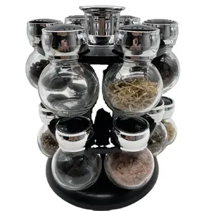 12pcs Rotation Condiment kitchen Spice Jar Set Salt and Pepper spice rack