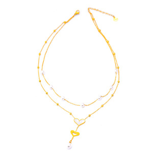 Collier vidéo en acier inoxydable double couche avec perle lune étoile pour princesse pour la fête de mariage Colliers de bijoux fins - Product Image 4