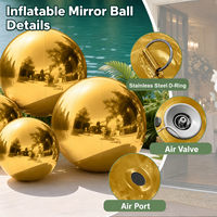 Grande boule miroir gonflable en PVC brillant, idéale pour la décoration de discothèques, festivals de musique, fêtes et scènes, taille surdimensionnée