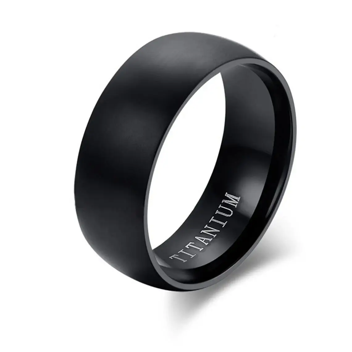 מפעל סיטונאי אופנתי 8mm שחור להקת טיטניום טבעת, מינימליסטי מגניב מתכת שחור מברשת טבעת לגברים יוניסקס