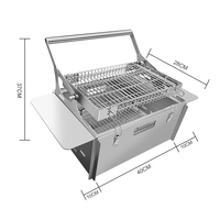 Barbecue rotatif au charbon de bois portable pliable en acier inoxydable pour camping et pique-nique avec support alimentaire