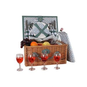 Panier de pique-nique en forme de cœur noir avec <span class=keywords><strong>chariot</strong></span>, idéal <span class=keywords><strong>pour</strong></span> 2 personnes, paniers à couverts en <span class=keywords><strong>osier</strong></span>, poignées en jacinthe d'eau, table en <span class=keywords><strong>bois</strong></span> de Pâques - Product Image 6