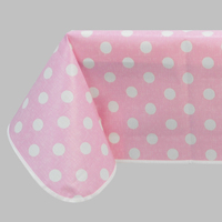 Nappe en PEVA à pois roses et blancs - Housse de table imperméable et anti-taches pour la maison et les fêtes