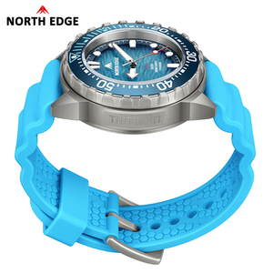 Reloj de Buceo NORTH EDGE TRITON-TI de Titanio y Acero Inoxidable, Solar, de Lujo, Unisex, Resistente al Agua 5BAR, con Correa de Silicona 180+ - Product Image 6