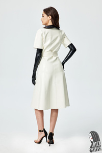 LatexCatfish Combinaison en <span class=keywords><strong>latex</strong></span> pour <span class=keywords><strong>femme</strong></span>, coupe ajustée, à double boutonnage, avec ceinture - Product Image 6