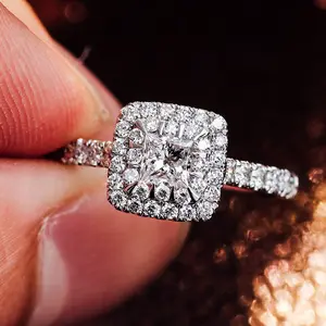 D Color Vvs Moissanite Diamond 14k White Gold Engagement Ring Side Stomes Rings Prong Setting Custom Fine Jewelry For Women