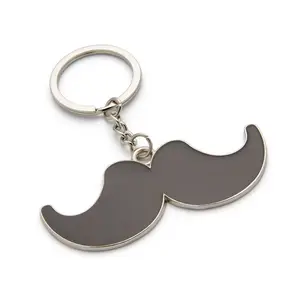 Professional Design Fashion Cute Keychain Black Enamel Metal Mustache Zinc Alloy Keychain