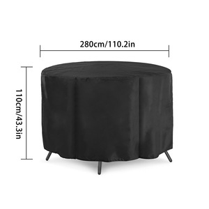 Housse de table ronde 280 cm en tissu Oxford noir, imperméable et anti-poussière, protection pour meubles de jardin extérieur - Product Image 1