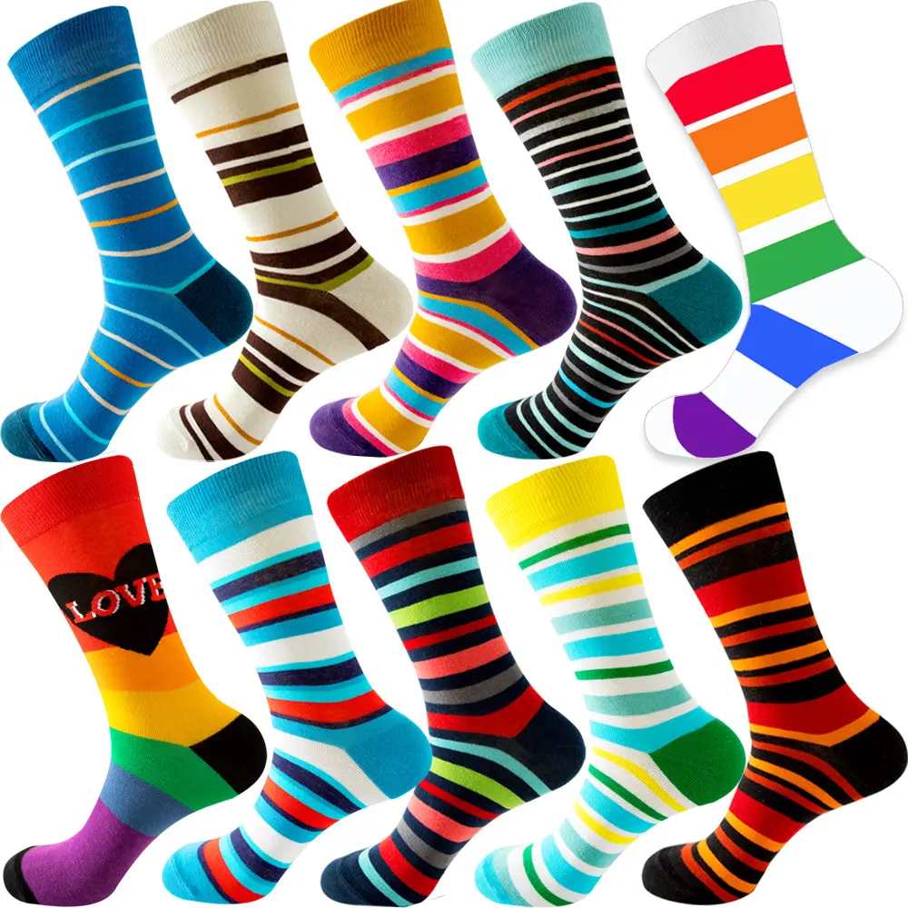 wholesale 10 pair stripe funny Socks novelty man woman all season new model happy cozy socks