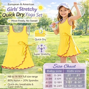 DH ODM Vestito Avvolgente Giallo Sole per Bambine con Dettaglio a Contrasto e Laccetti Laterali, Romper Skort Chic per Bambini - Product Image 3