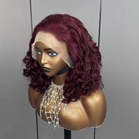 Fluffy Bouncy Curly Perruques de Cheveux Humains 99J Raw Cheveux Humains Brésiliens Pixie Bouclés 13*4 Lace Front Perruques Perruque pour les Femmes Noires
