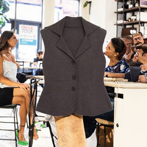 Chaleco de punto vintage para mujer, estilo casual sin mangas, de poliéster/algodón, nueva moda otoño 2026 - Product Image 3