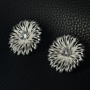 Flower <b>Stud</b> <b>Earrings</b> Tibetan Silver <b>Crystal</b> Rhinestone Claw Setting Women's Party Fashion Jewelry - Product Image 3