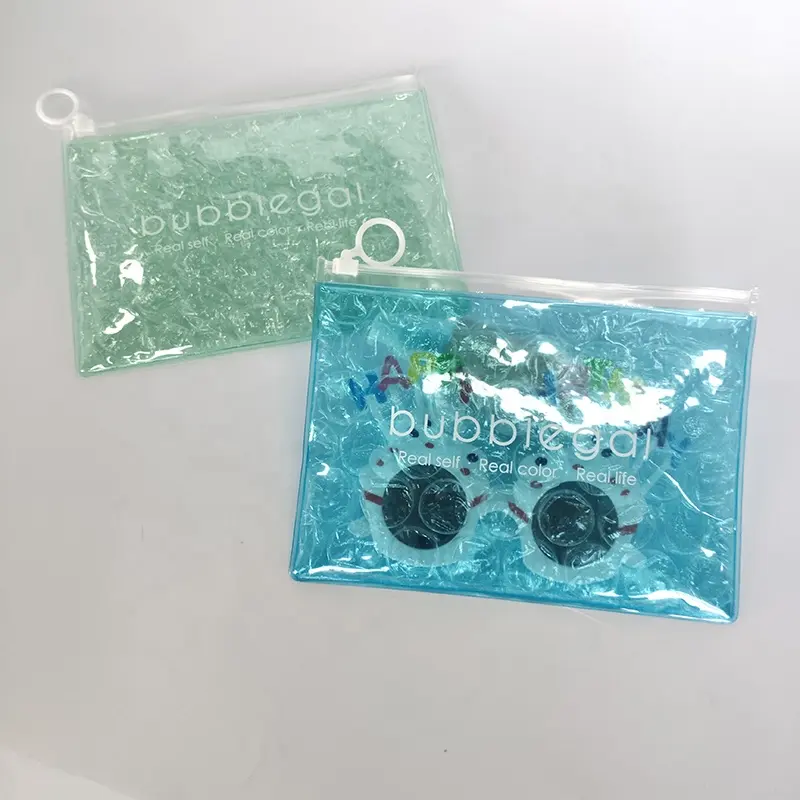 Poly Air Zip Lock Kunststoff benutzer definierte Bubble Mailer Mailing-Tasche klar gefärbte aufblasbare PVC-Reiß verschluss Bubble Bag mit weißem Logo