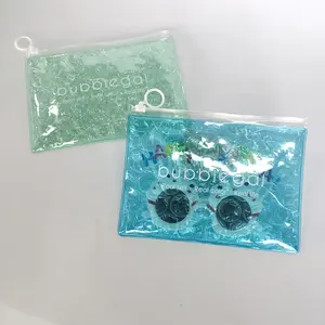 Bolsa de plástico con cierre de cremallera para correo, bolsa de burbujas de pvc inflable de color transparente con logotipo blanco