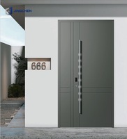 Puerta de Entrada de Seguridad de Aleación de Aluminio de Diseño Moderno |   Puerta Exterior Antirrobo con Aislamiento Térmico para Hoteles y Villas, Fábrica China