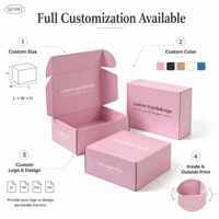 Caja de Envío Corrugada Rosa Personalizada, Impresión a Todo Color por Ambos Lados, Logotipo Interior y Exterior, Embalaje de Envío con Marca