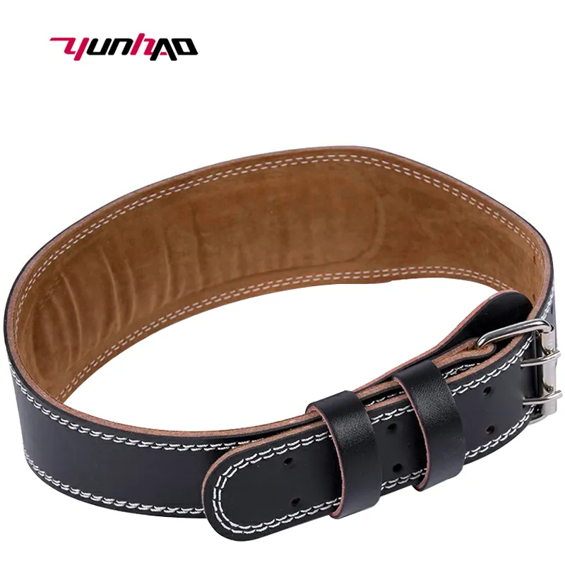 YunCheng-Cinturón de cuero para levantamiento de pesas, correa de cuero con logotipo personalizado, venta al por mayor