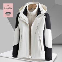 Veste bomber coupe-vent à capuche pour couples, homme et femme, doublée en polaire, ensemble 3-en-1 détachable en deux pièces, randonnée hivernale