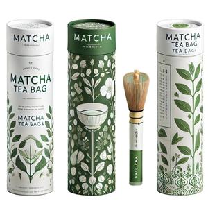Emballage personnalisé pour vin matcha, tube en papier kraft biodégradable avec logo personnalisé, matériaux recyclés - Product Image 1