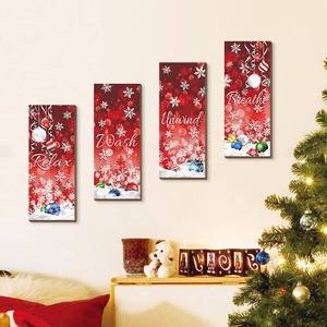 ของตกแต่งผนังไม้รูปสี่เหลี่ยมผืนผ้าสำหรับคริสต์มาส 7 สี ของตกแต่งบ้านสำหรับห้องนั่งเล่น ห้องนอน ห้องน้ำ - Product Image 3