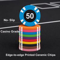 Jetons de casino en céramique antidérapants de qualité WSOP, 39 mm, 10 g, poids professionnel, qualité tournoi, jetons EPT, logo personnalisé