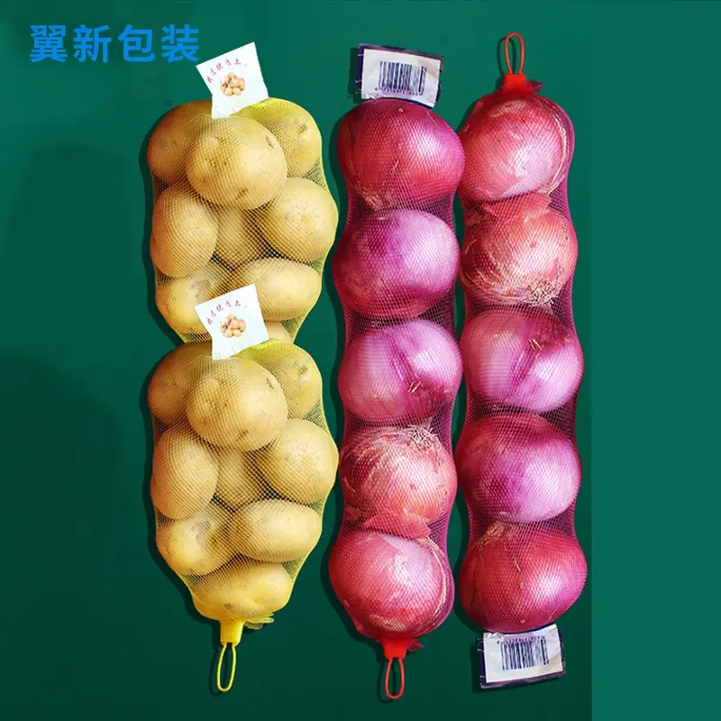 Fabbrica diretta HDPE in plastica estrusa rete tubolare sacchetto per frutta, patate cipolla aglio netto manica sacchetti