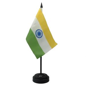 Banderas de Escritorio de la India, Banderas de Negociación <span class=keywords><strong>y</strong></span> Adornos de Mini Banderas Nacionales con Base de Plástico, Personalizables con Logotipo - Product Image 1
