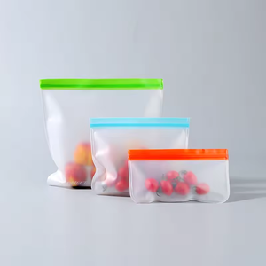 Sacs <span class=keywords><strong>de</strong></span> conservation alimentaire réutilisables pour micro-ondes, en plastique PP/PE avec support en silicone, pochette <span class=keywords><strong>de</strong></span> congélation pour salades et sandwichs - Product Image 4