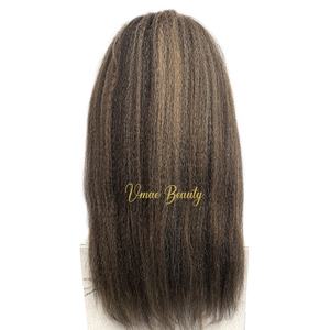 <span class=keywords><strong>Parrucca</strong></span> VMAE con Mezza Testa a U o V, Balayage Biondo Cenere, Capelli Umani Naturali Birmani Yaki Lisci Crespi per Donne di Colore - Product Image 2